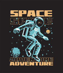 Obraz premium Space adventure astronaut fly illustration