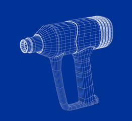 3D wire-frame model of electric industrial heat gun