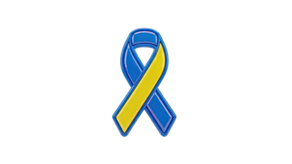 Blue and Yellow Ribbon for Down Syndrome Awareness