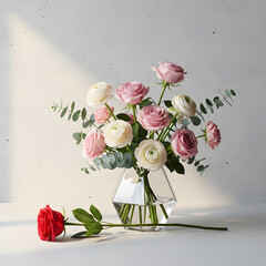 Valentine floral composition featuring romantic flowers soft colors and loving atmosphere