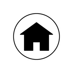 Fototapeta premium Minimalist black house icon in a circle, representing home, shelter, or a button