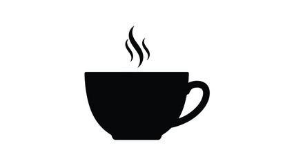 Obraz premium A simple black silhouette of a steaming hot cup of coffee or tea