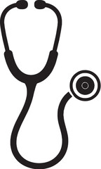Classic Medical Stethoscope Black Silhouette Icon eps
