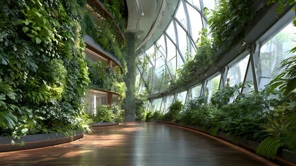 eco architecture visualization background lush plants and clean tech