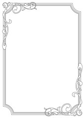 白地に黒縁のエレガントなフレーム。（A4サイズ）