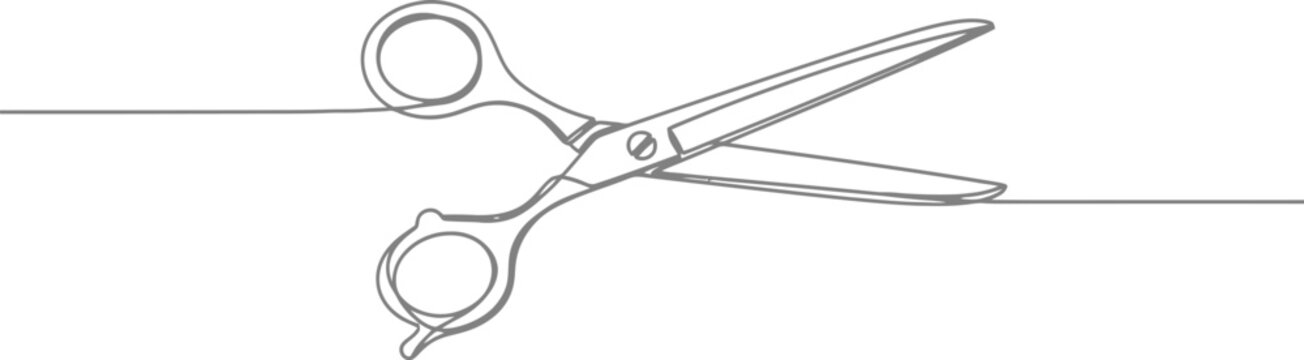 Scissors cutting through a line