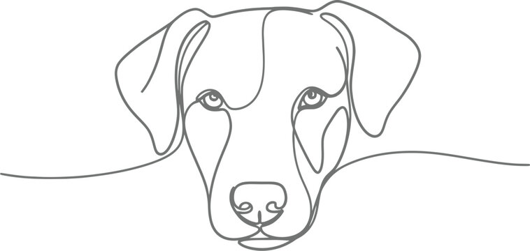 Dog face outline illustration on white background
