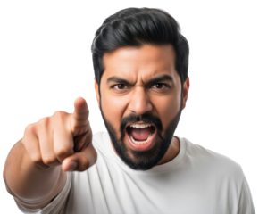 indian professional man standing with angry expression on isolated background