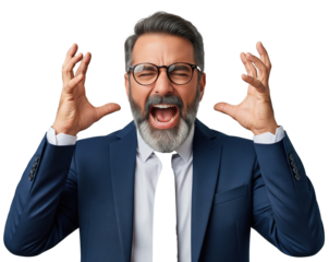 indian professional man standing with angry expression on isolated background