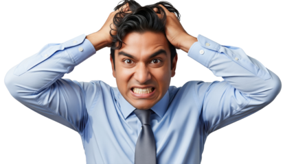 indian professional man standing with angry expression on isolated background
