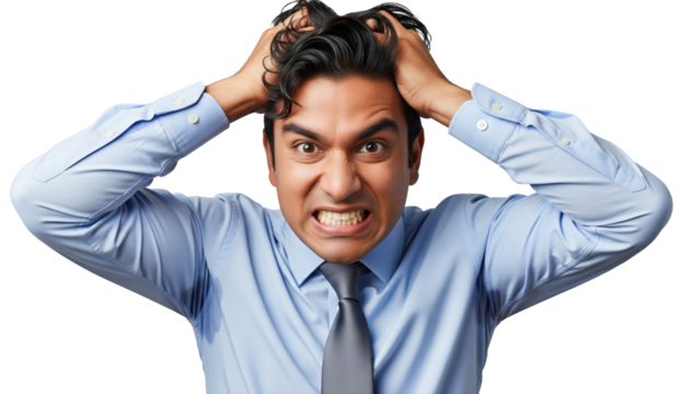 indian professional man standing with angry expression on isolated background - Powered by Adobe