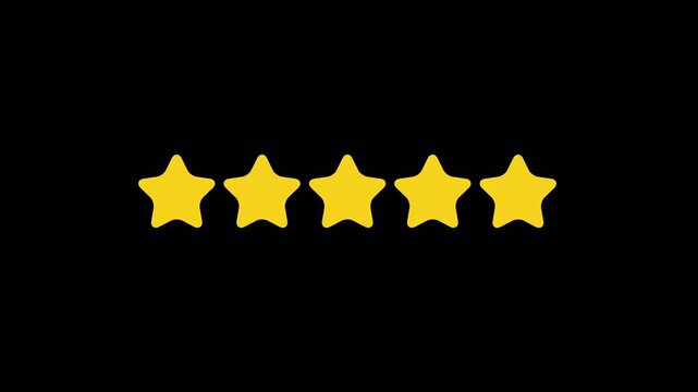 Animated five stars rating review quality excellence 4k video alpha channel