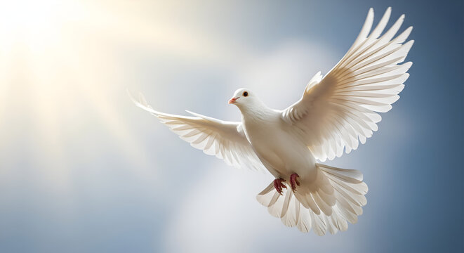 Paloma blanca en vuelo, s&iacute;mbolo de libertad y esperanza, Paloma en movimiento, representando la paz y la serenidad, esp&iacute;ritu santo, Dios esperanza y alegr&iacute;a en el coraz&oacute;n