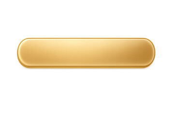 Long gold metallic button or web banner with rounded ends, creating a shiny design element on transparent background