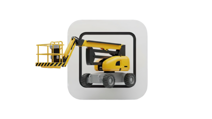Yellow articulated boom lift icon