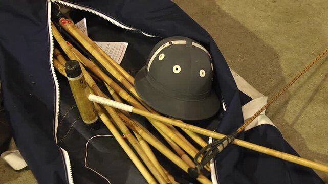 Close up of polo athlete equipment