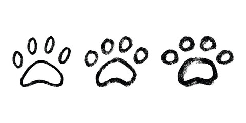 Set of hand drawn cute cat's paw Cat, dog, animal footprint in doodle style Single element for print, web, design, decor, greeting cards, children's prints © Daria Shane