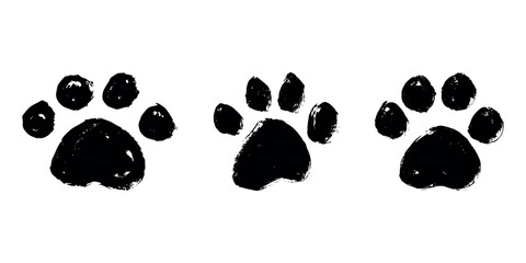 Set of hand drawn cute cat's paw Cat, dog, animal footprint in doodle style Single element for print, web, design, decor, greeting cards, children's prints © Daria Shane