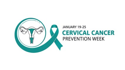 Cervical cancer prevention week awareness ribbon logo on white background