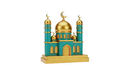 Obraz premium Gold and Teal Mosque with Crescent Moons