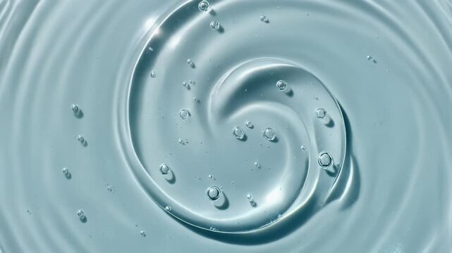 Clear Swirl Water Texture with Air Bubbles &ndash; Clean Skincare Abstract Background
