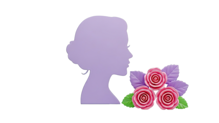 Purple Silhouette of a Woman with Pink Roses