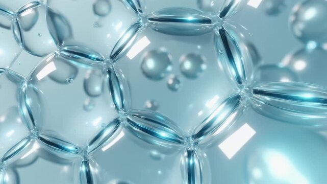 Clear Swirl Water Texture with Air Bubbles &ndash; Clean Skincare Abstract Background
