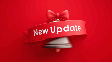 An elegant bell with a red ribbon displays New Update. It has a captivating and festive feel, evoking anticipation and excitement