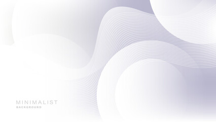 Abstract white and gray modern minimalist background with circle and wavy line elements. Digital technology concept. Vector illustration.