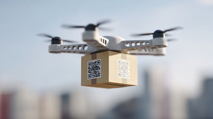 Drone delivery technology with qr code package in urban setting