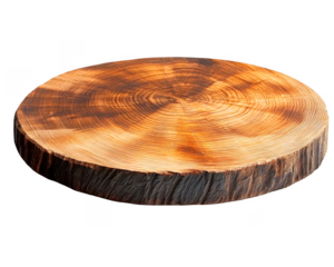 Display a captivating brown tree trunk cross section isolated on transparent background