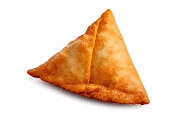 Golden brown samosa, a crispy deep-fried pastry, reflecting indian cuisine, appetizer snack with transparent background