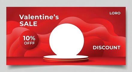 Valentines Day Sale Discount 10 Off Red Abstract Background.