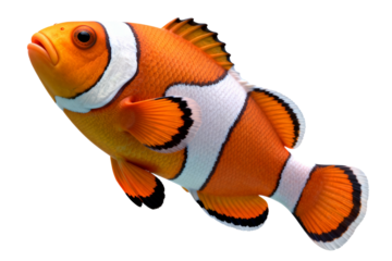 Clownfish (Amphiprion ocellaris) with orange body and white stripes