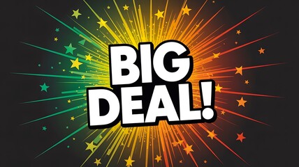 Big deal promotional announcement with colorful burst background
