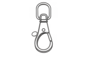 Metal lobster claw clasp, spring hook, for keychain and jewelry production, grey 3d icon with transparent background