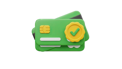 Green Credit Card with Verified Checkmark Icon
