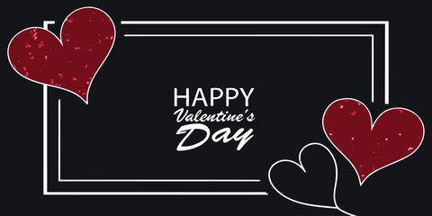 Happy valentine s day greeting card with red hearts and frame