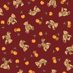 Continuous seamless pattern of cute bear illustrations,, © daicokuebisu