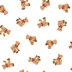 Continuous seamless pattern of cute bear illustrations,, © daicokuebisu