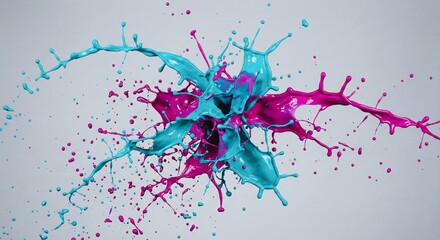 High Speed Photography of Teal and Magenta Paint Splash Explosion