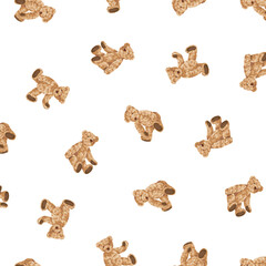 Continuous seamless pattern of cute bear illustrations,,