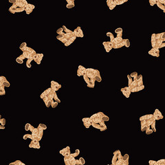 Continuous seamless pattern of cute bear illustrations,,