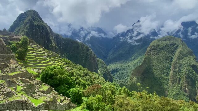 Machu Picchu Inca ruin in clouds, Machu Picchu historical sanctuary