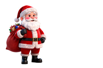 Obraz premium Santa Claus with Gift Bag in Traditional Red Outfit