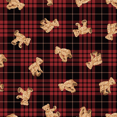 Continuous seamless pattern of cute bear illustrations,, © daicokuebisu