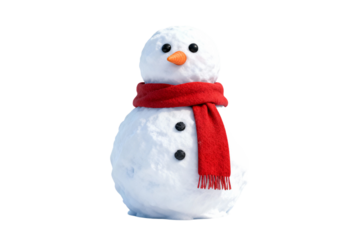 Cute Snowman with Red Scarf and Orange Nose