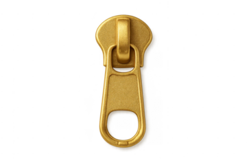 Gold metallic zipper slider closing clothing accessory