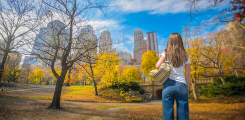A woman in Central Park, Manhattan, New York
