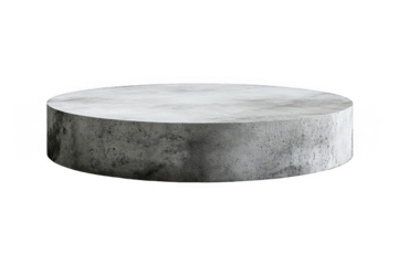 Round concrete podium with rough texture is displayed prominently on transparent background